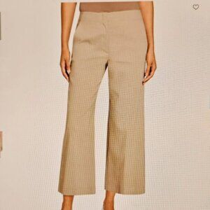Theory Clean Terena cropped wide leg pants, soft taupe, linen blend, sz 00, NEW